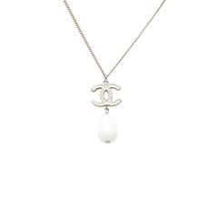 シャネル ココマーク ペンダント ネックレス B10A シルバー ホワイト メタル レディース CHANEL 【中古】