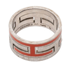 エルメス ムーブアッシュ リング 指輪 #54 シルバー オレンジ SV925 シルバー レディース HERMES 【中古】