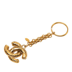 シャネル ココマーク マトラッセ キーホルダー チャーム チェーン ゴールド メッキ GP レディース CHANEL 【中古】