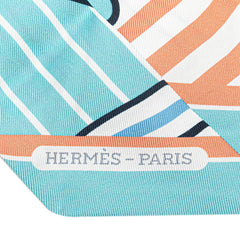 エルメス ツイリー QUADRIGE BAYADERE カドリージュ バヤデール スカーフ ブルー ピンク マルチカラー シルク レディース HERMES 【中古】