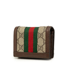 グッチ オフィディア GGスプリーム 二つ折り財布 523155 ベージュ ブラウン PVC レザー レディース GUCCI 【中古】