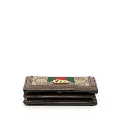 グッチ オフィディア GGスプリーム 二つ折り財布 523155 ベージュ ブラウン PVC レザー レディース GUCCI 【中古】