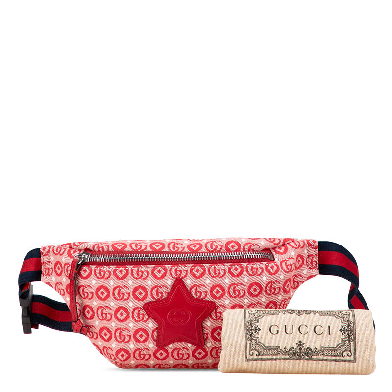 グッチ チルドレンズ GGロゴ 星 スター ボディバッグ ウエストバッグ 502095 レッド キャンバス レザー レディース GUCCI 【中古】