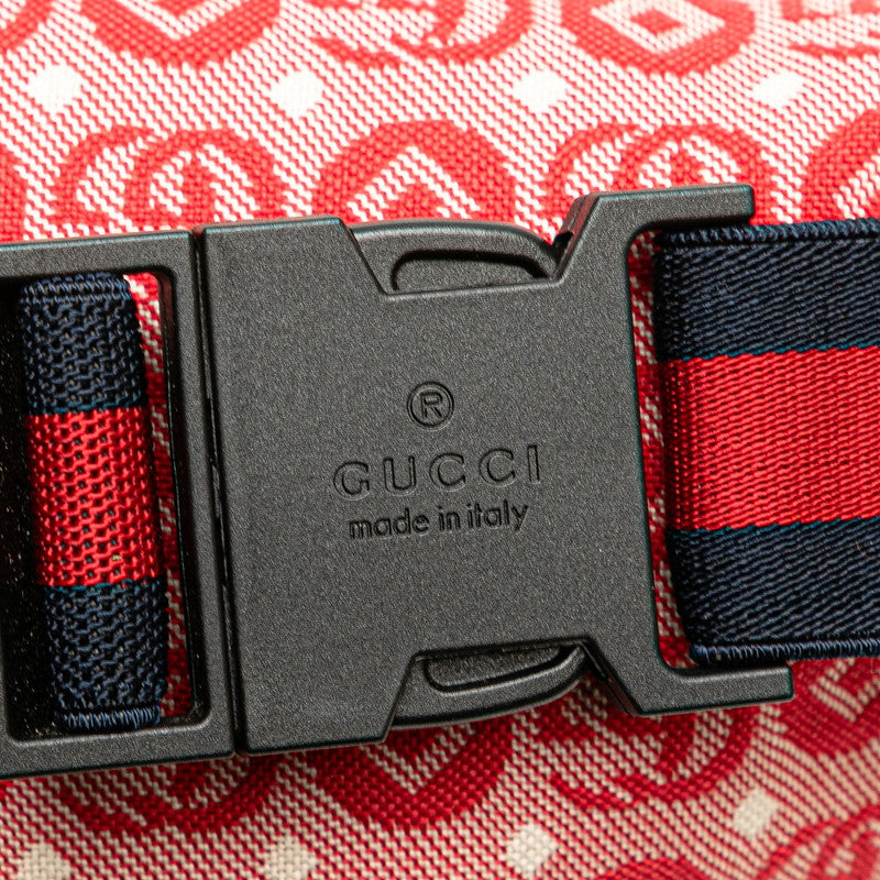 グッチ チルドレンズ GGロゴ 星 スター ボディバッグ ウエストバッグ 502095 レッド キャンバス レザー レディース GUCCI 【中古】