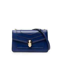ブルガリ セルペンティ フォーエバー チェーン ショルダーバッグ ブルー レザー レディース BVLGARI 【中古】