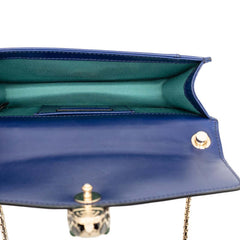 ブルガリ セルペンティ フォーエバー チェーン ショルダーバッグ ブルー レザー レディース BVLGARI 【中古】
