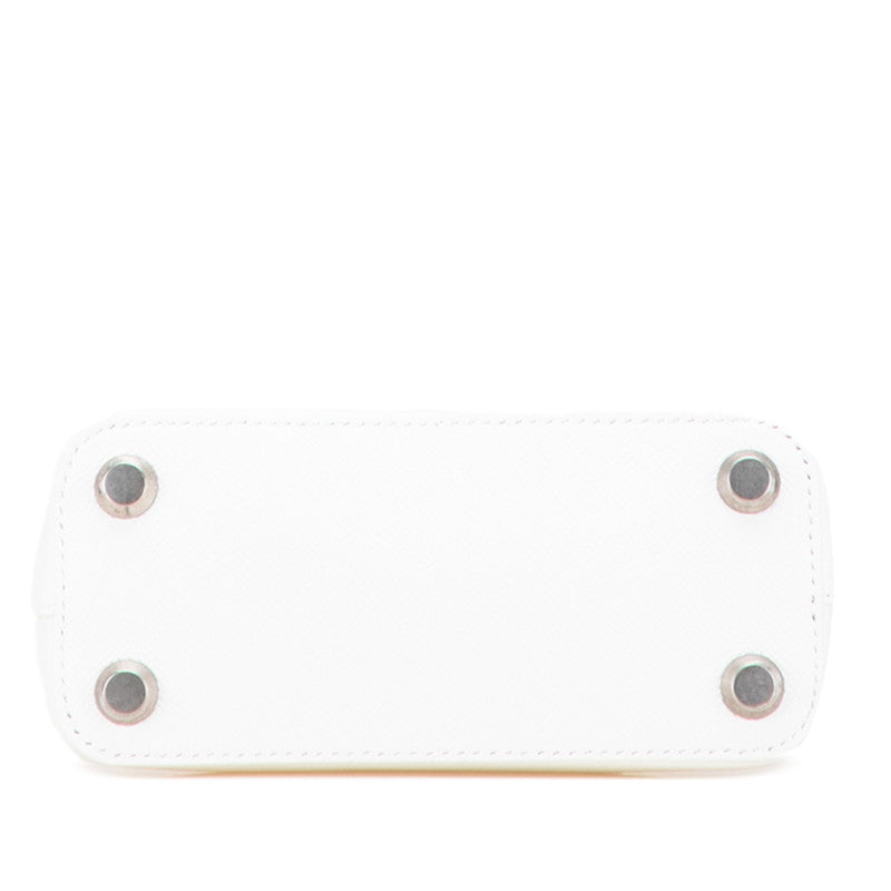 バレンシアガ ヴィル トップハンドルXXS ハンドバッグ ショルダーバッグ 2WAY ホワイト ブラック レザー レディース BALENCIAGA 【中古】