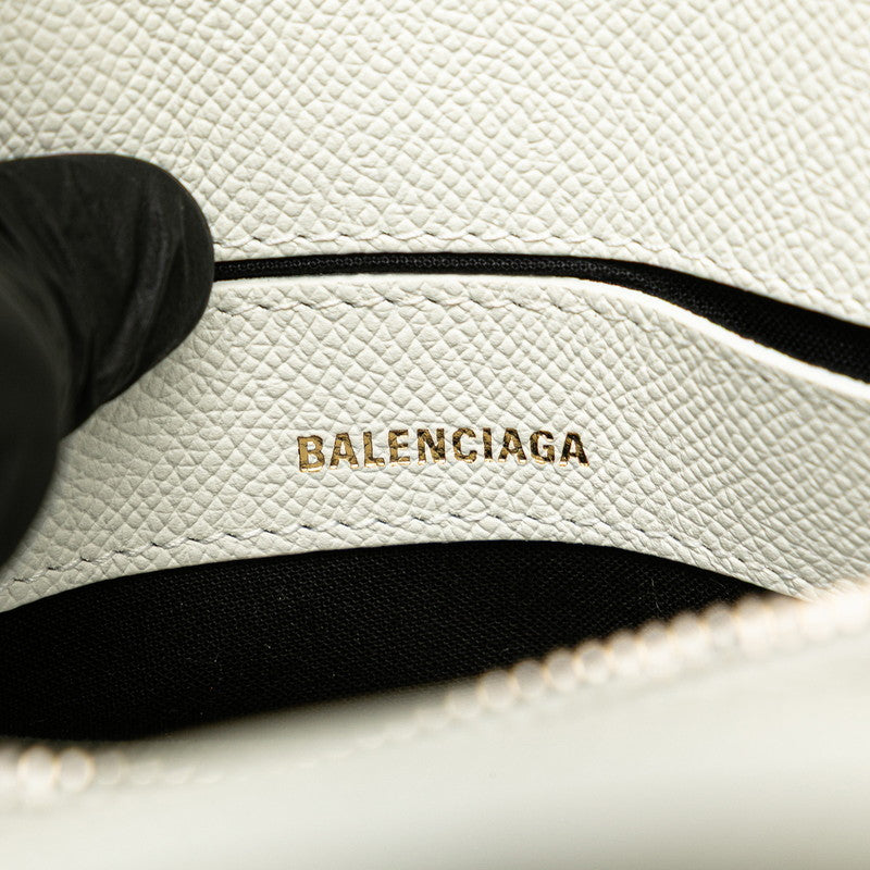 バレンシアガ ヴィル トップハンドルXXS ハンドバッグ ショルダーバッグ 2WAY ホワイト ブラック レザー レディース BALENCIAGA 【中古】