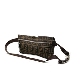 フェンディ ズッカ ボディバッグ ウエストバッグ 7VA280 ブラウン キャンバス レザー レディース FENDI 【中古】
