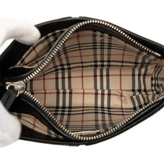 バーバリー ノバチェック ハンドバッグ ワンショルダー ブラック レザー レディース BURBERRY 中古