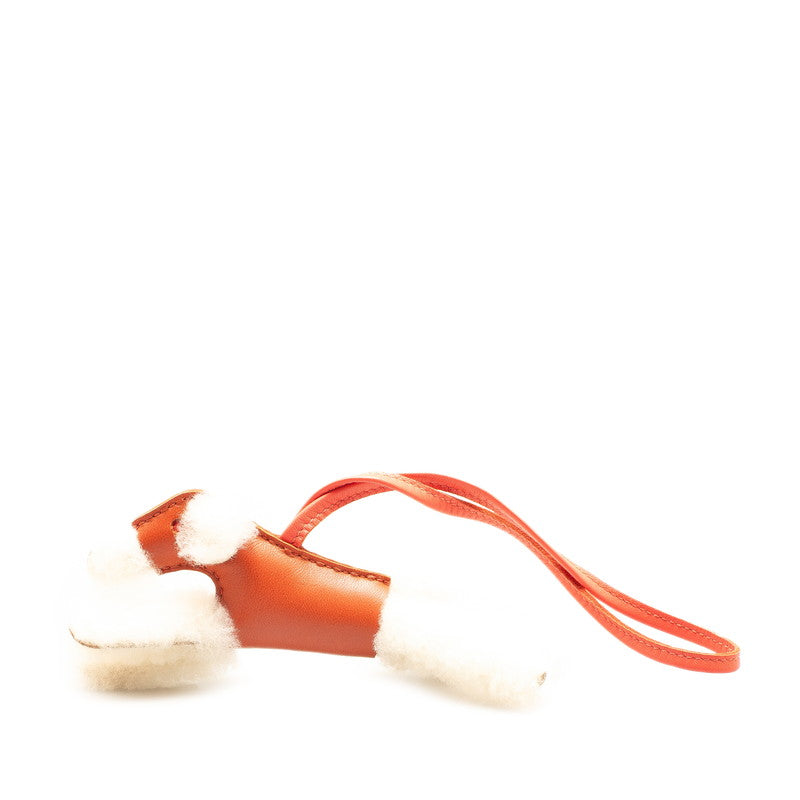 エルメス バディチャーム バッグチャーム アイボリー レッド ムートン アニョーミロ レディース HERMES 【中古】