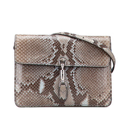 グッチ ニュージャッキー ショルダーバッグ 364435 ブラウン ブルー パイソン レザー レディース GUCCI 【中古】