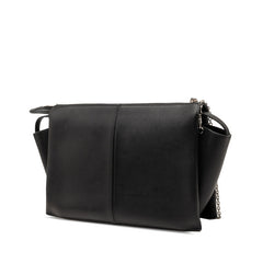 セリーヌ トリフォルド チェーン ショルダーバッグ ブラック レザー レディース CELINE 【中古】