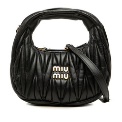 ミュウミュウ マテラッセ ワンダー ハンドバッグ ショルダーバッグ 2WAY ブラック レザー レディース MIUMIU 中古