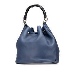 グッチ バンブー ショルダーバッグ ハンドバッグ 2WAY 387613 ブルー レザー レディース GUCCI 【中古】