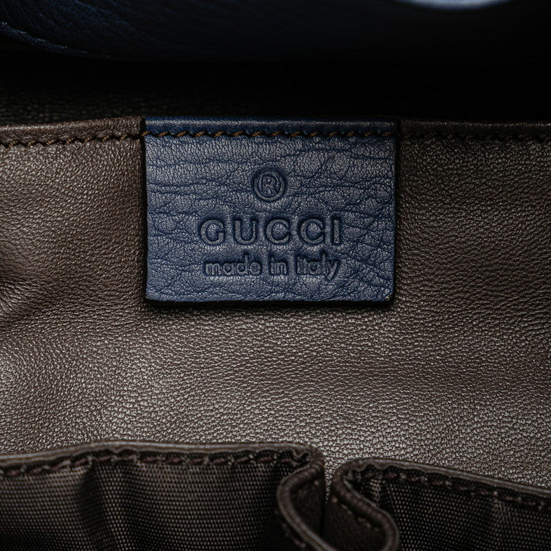 グッチ バンブー ショルダーバッグ ハンドバッグ 2WAY 387613 ブルー レザー レディース GUCCI 【中古】