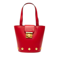 サルヴァトーレフェラガモ ハンドバッグ レッド ゴールド レザー レディース Salvatore Ferragamo 【中古】
