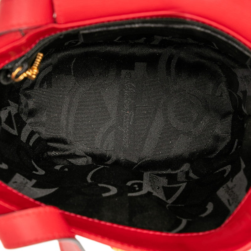 サルヴァトーレフェラガモ ハンドバッグ レッド ゴールド レザー レディース Salvatore Ferragamo 【中古】