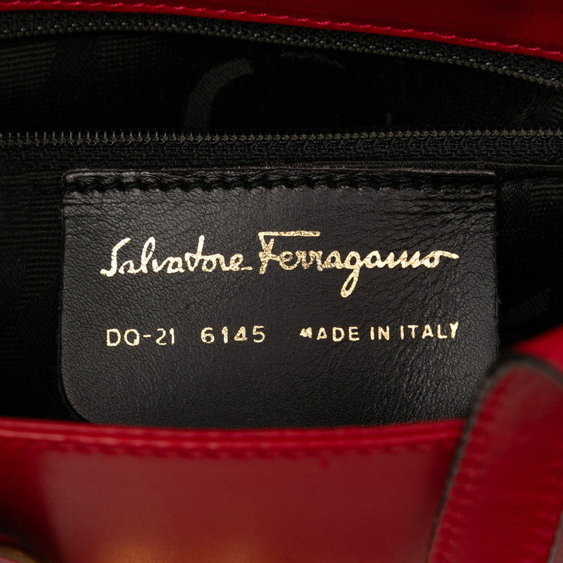 サルヴァトーレフェラガモ ハンドバッグ レッド ゴールド レザー レディース Salvatore Ferragamo 【中古】
