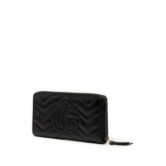 グッチ GGマーモント ラウンドファスナー 長財布 443123 ブラック レザー レディース GUCCI 【中古】