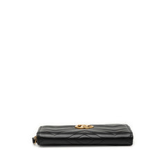 グッチ GGマーモント ラウンドファスナー 長財布 443123 ブラック レザー レディース GUCCI 【中古】