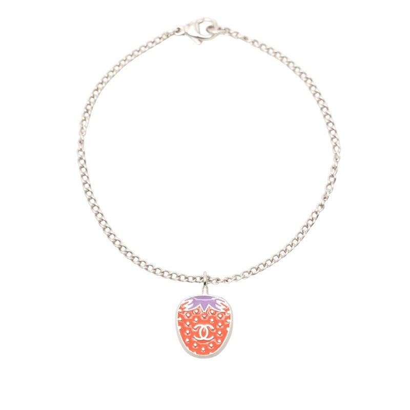 シャネル ココマーク イチゴモチーフ ストロベリー チェーン ブレスレット シルバー ピンク パープル メタル レディース CHANEL 【中古】