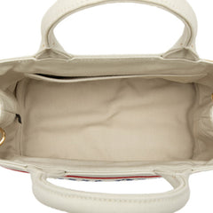 ミュウミュウ ロゴ ハンドバッグ ショルダーバッグ 2WAY ホワイト ブルー レッド キャンバス レディース MIUMIU 【中古】