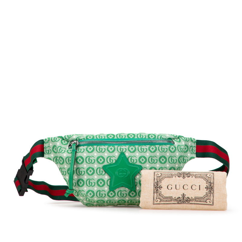 グッチ チルドレンズ GGロゴ 星 スター ウエストバッグ ボディバッグ 502095 グリーン キャンバス レザー レディース GUCCI 【中古】