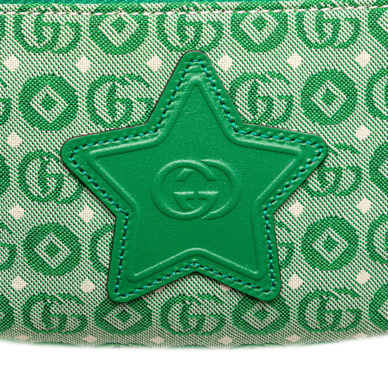 グッチ チルドレンズ GGロゴ 星 スター ウエストバッグ ボディバッグ 502095 グリーン キャンバス レザー レディース GUCCI 【中古】
