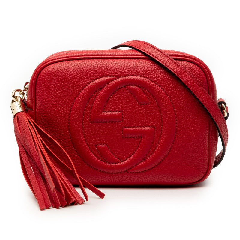グッチ ソーホー インターロッキングG タッセル ディスコバッグ ショルダーバッグ 308364 レッド レザー レディース GUCCI 【中古】