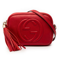 グッチ ソーホー インターロッキングG タッセル ディスコバッグ ショルダーバッグ 308364 レッド レザー レディース GUCCI 【中古】