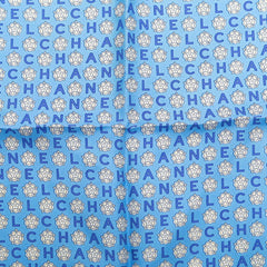 シャネル ロゴ ハンカチ スカーフ ブルー ホワイト シルク レディース CHANEL 【中古】