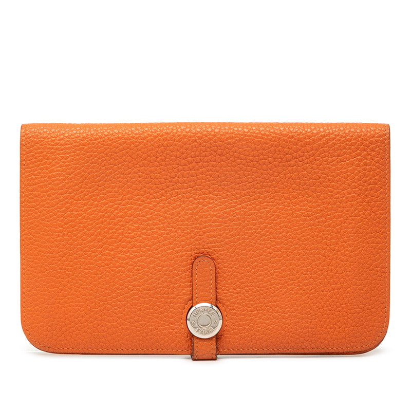 エルメス ドゴンGM 長財布 オレンジ トゴ レディース HERMES 【中古】