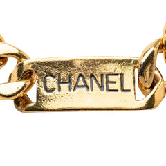 シャネル ロゴプレート チェーンネックレス ゴールド メッキ レディース CHANEL 【中古】