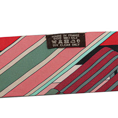 エルメス ツイリー SANGLES EN ZIGZAG ジグザグのサングル スカーフ ピンク マルチカラー シルク レディース HERMES 【中古】