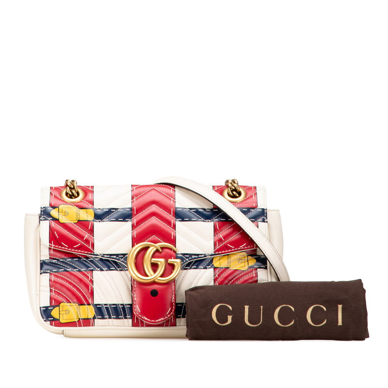 グッチ GGマーモント チェーン ショルダーバッグ 443497 ホワイト マルチカラー レザー レディース GUCCI 【中古】