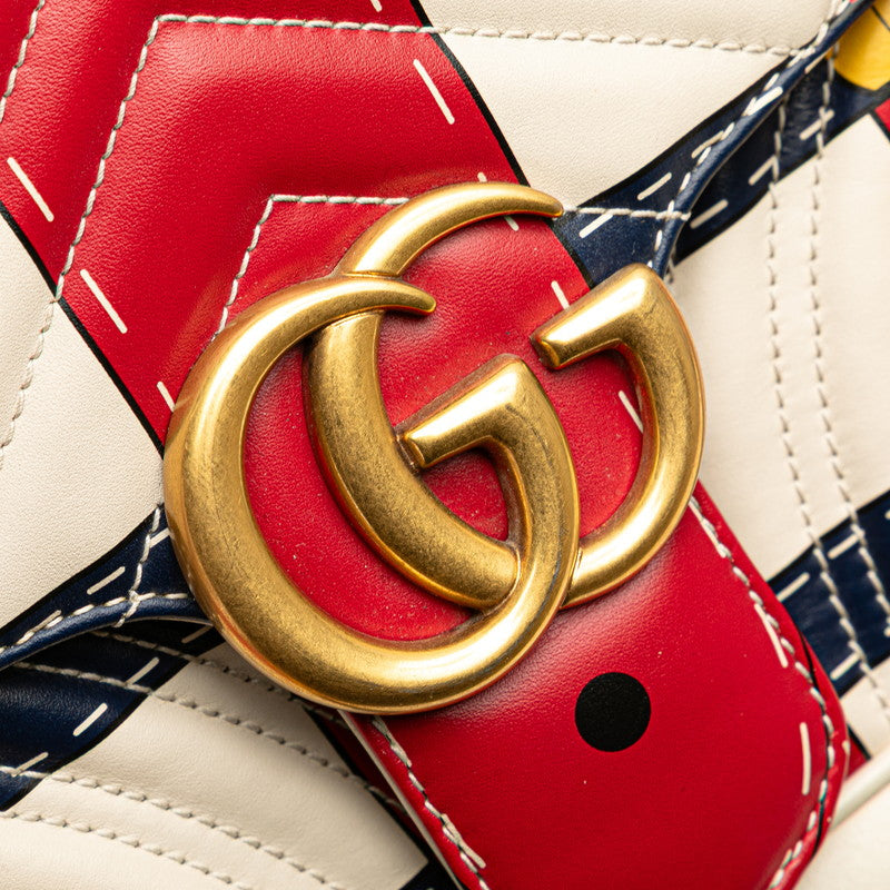 グッチ GGマーモント チェーン ショルダーバッグ 443497 ホワイト マルチカラー レザー レディース GUCCI 【中古】
