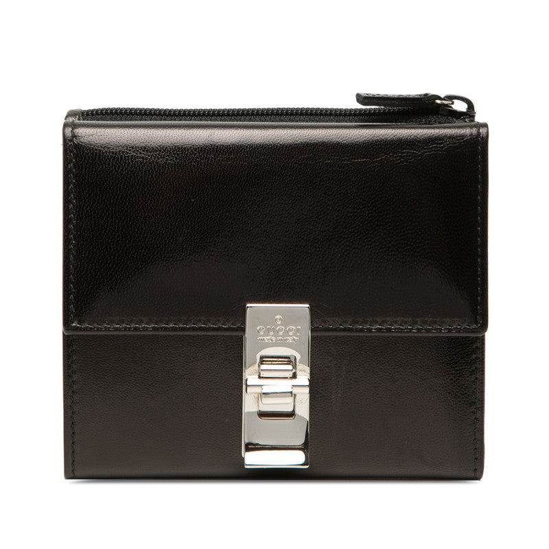 グッチ 三つ折り財布 035 0416 2142 ブラック レザー レディース GUCCI 【中古】