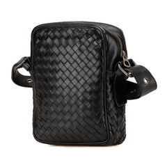 ボッテガヴェネタ イントレチャート 斜め掛け ショルダーバッグ ブラック レザー レディース BOTTEGAVENETA 【中古】