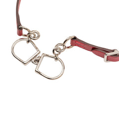 エルメス エトリエ ドゥブルトゥール チョーカー レッド シルバー レザー メタル レディース HERMES 【中古】