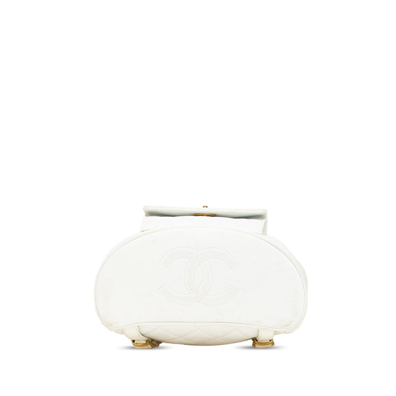 シャネル マトラッセ ココマーク チェーン リュック バックパック ホワイト ラムスキン レディース CHANEL 【中古】