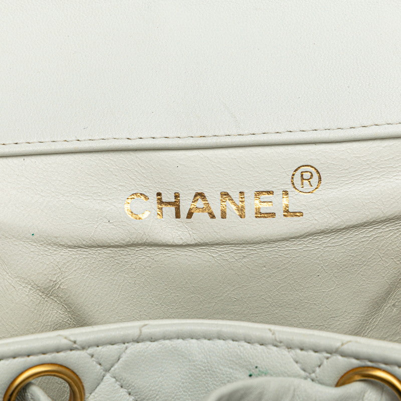 シャネル マトラッセ ココマーク チェーン リュック バックパック ホワイト ラムスキン レディース CHANEL 【中古】