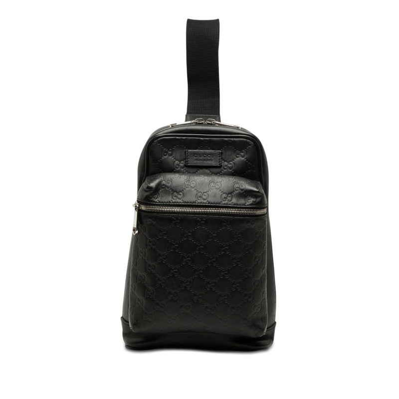 グッチ グッチシマ ボディバッグ ショルダーバッグ 523234 ブラック レザー レディース GUCCI 【中古】