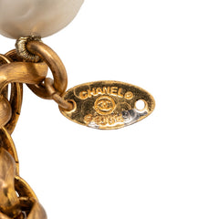 シャネル ヴィンテージ バロックパール チェーン ロング ネックレス ゴールド ホワイト メッキ フェイクパール レディース CHANEL 【中古】