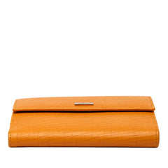 グッチ ロゴ ミドル長財布 二つ折り財布 143388 0416 オレンジ イエロー系 レザー レディース GUCCI 【中古】