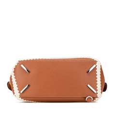 ロエベ パズルバッグ ミディアム ハンドバッグ ショルダーバッグ 2WAY ブラウン ホワイト レザー レディース LOEWE 【中古】