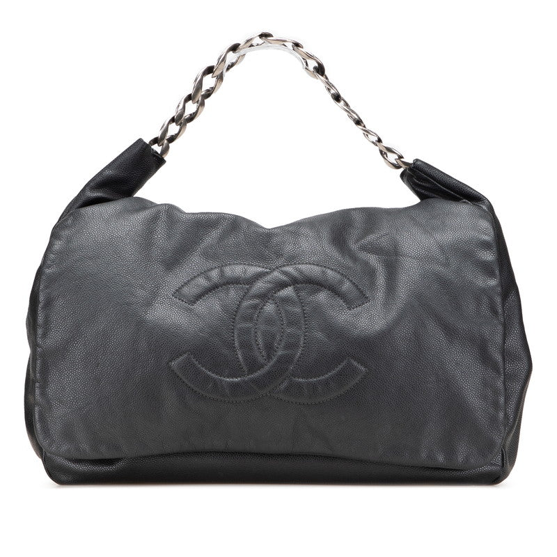 シャネル ココマーク チェーン ワンショルダーバッグ ハンドバッグ ネイビー キャビアスキン レディース CHANEL 【中古】