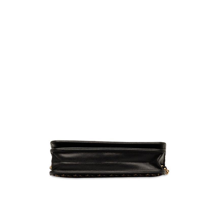 シャネル マトラッセ ココマーク スタッズ 長財布 チェーンウォレット ブラック ラムスキン レディース CHANEL 【中古】