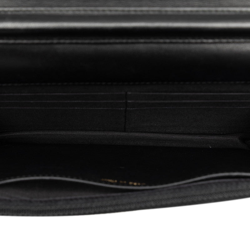 シャネル マトラッセ ココマーク スタッズ 長財布 チェーンウォレット ブラック ラムスキン レディース CHANEL 【中古】