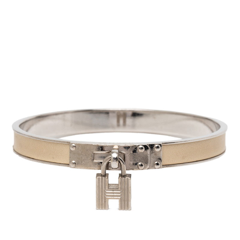 エルメス ケリー H カデナ バングル ブレスレット シルバー ベージュ メタル レザー レディース HERMES 【中古】